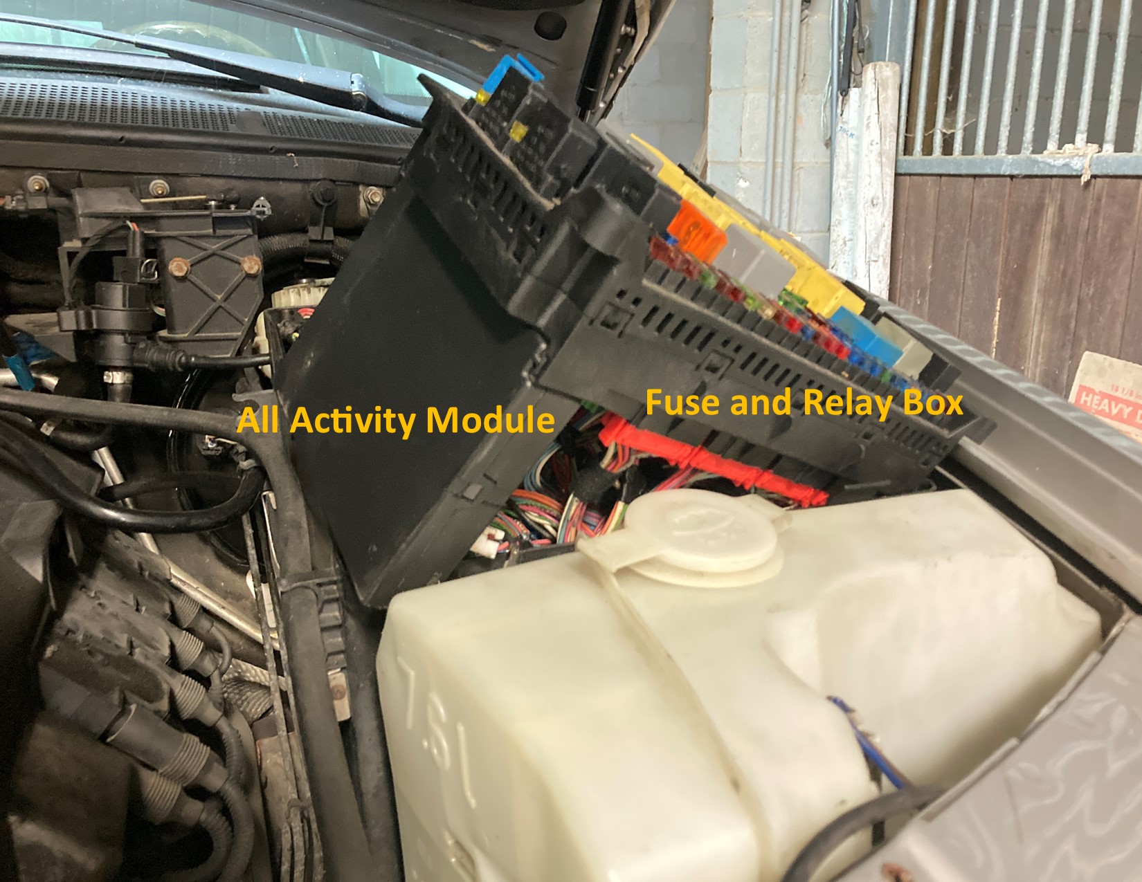 The All Activity Module is mounted under the fusebox