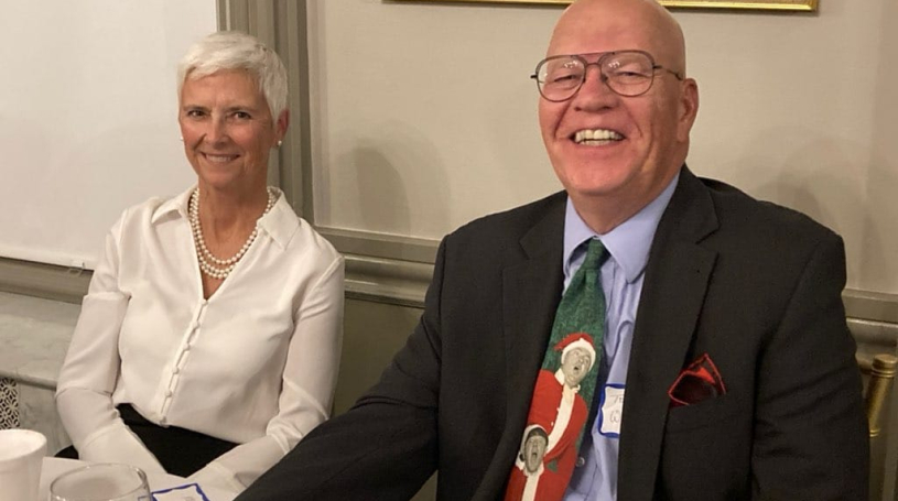 Enjoying conversation and dinner